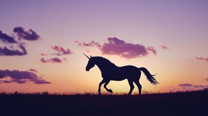Silhouette of a Unicorn at Sunset