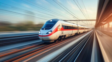 Futuristic Fast Train in Motion