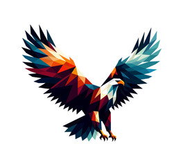 eagle flying - low poly design style (artwork 2).