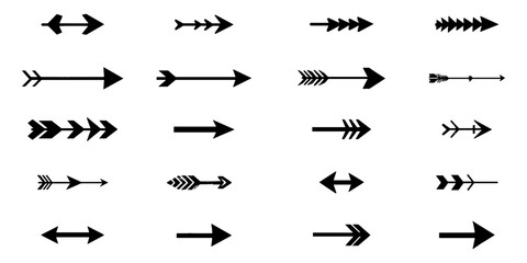 Arrow vector. Minimalist arrow icon set. Different cursor arrow diraction symbols.