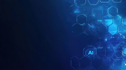 Fototapeta premium Digital Blue Background with AI Symbols.