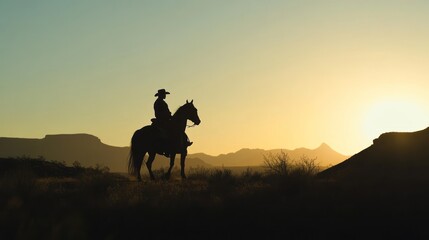 Cowboy Silhouette at Sunset