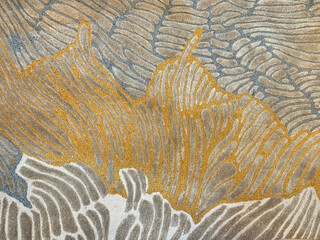 Random texture of custom bespoke carpet rug design, in fish skin, feather, floral, flower, and...