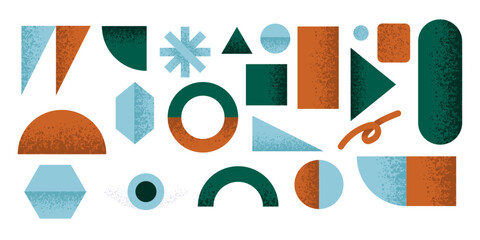 Abstract Heart and Textured Shapes_Green Harmony