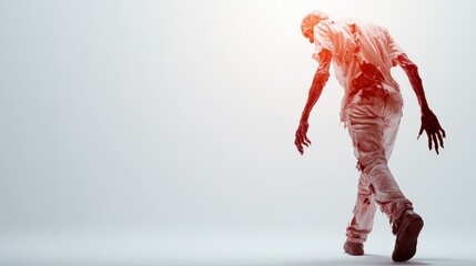 A person in a dynamic pose against a white isolated background.
