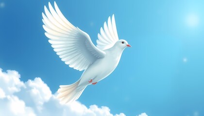 Flying White Dove of Peace