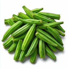 Obraz premium A photostock images of fresh okra with a clean white background
