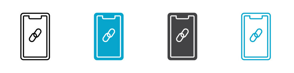 phone linked icon vector line design