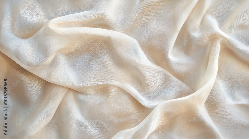 Poster Delicate sheer fabric draping elegantly in soft natural light, showcasing its smooth texture and subtle sheen