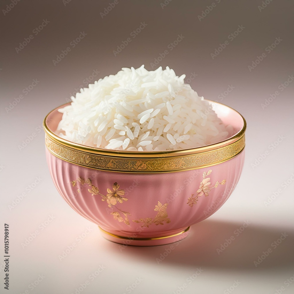 Wall mural a bowl of white rice is sitting on a table