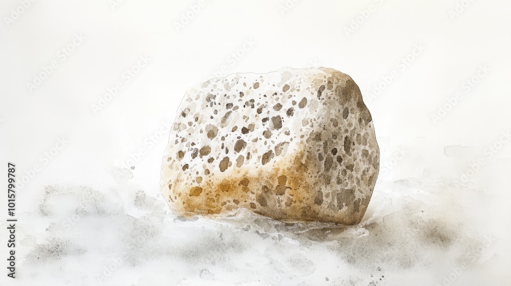 Poster a textured sponge resting on a smooth surface highlights its unique porous structure and natural hue