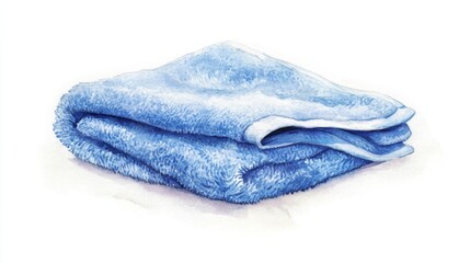 Soft blue towel neatly folded on a clean surface, highlighting plush texture and calming color scheme for home or spa settings