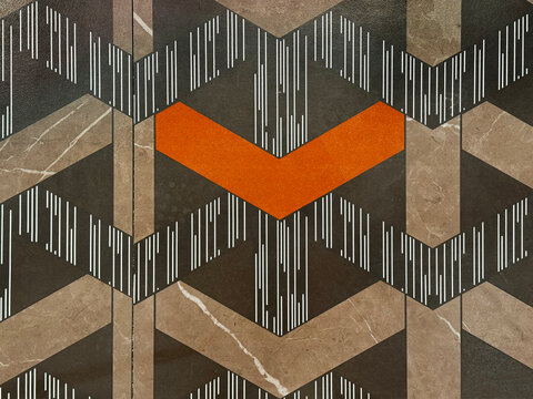 Abstract geometric goyard pattern in colorful finishes. Brown marble, stripes, black, dark brown color finishes. Goyard pattern illustration seamless background texture.