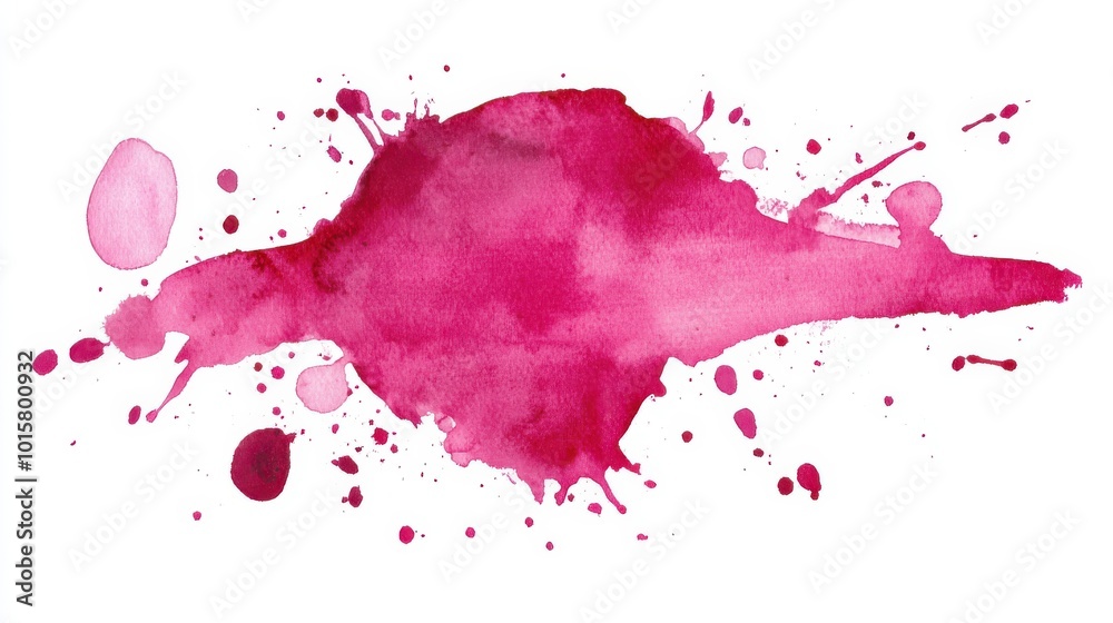 Poster abstract watercolor splash in vibrant pink tones on white background showcasing artistic expression 