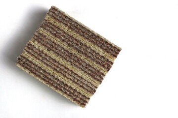 Chocolate flavored wafer biscuits, isolated on a white background.