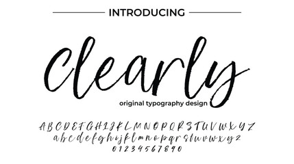 Clearly Font Stylish brush painted an uppercase vector letters, alphabet, typeface