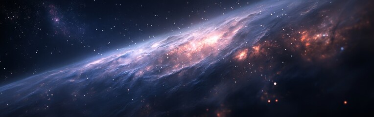 Fototapeta premium A stunning view of a spiral galaxy filled with stars and cosmic dust against a dark universe backdrop