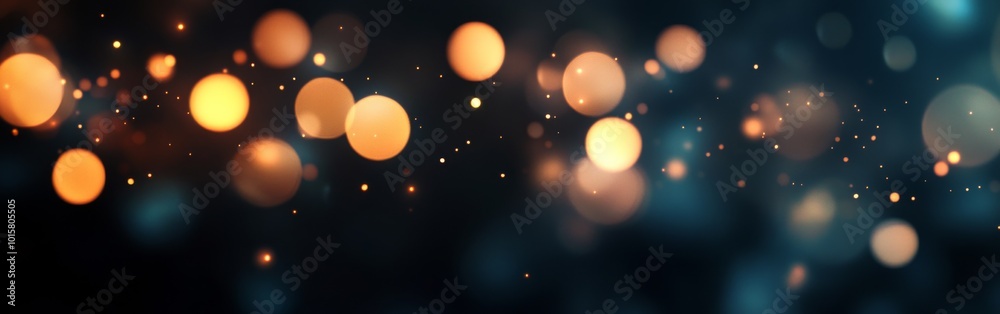 Poster Sparkling bokeh lights create a magical atmosphere during a nighttime event in an urban setting