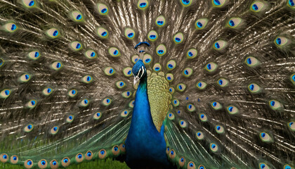Obraz premium a detailed image of a peacock's feathers spread in full display