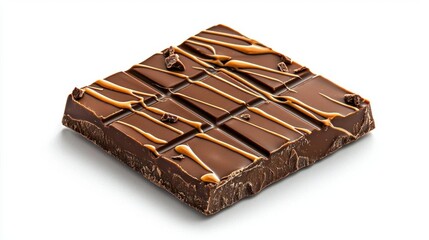 A photostock images of a square of chocolate melting with swirls on a clean white background