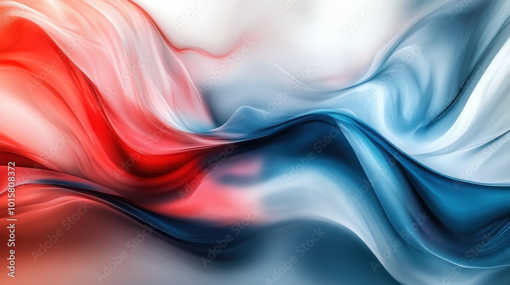 Aufkleber Dynamic red and blue abstract waves flowing gracefully in an artistic display of color and movement
