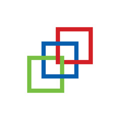 Obraz premium Three-box logo with lines and blank background