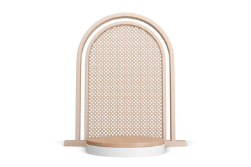Podium wood pedestals cream abstract product presentation background 3d rendering