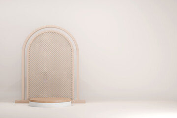 Podium wood pedestals cream abstract product presentation background 3d rendering