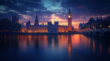 Obraz premium Big Ben Clock Tower London at Thames River England