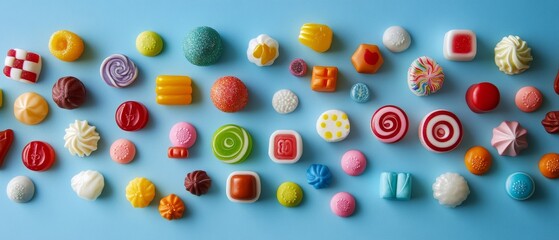 Celebrate National Candy Day with a whimsical assortment of colorful, delectable candies arranged artfully to highlight their sweet, playful appeal and inviting texture