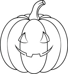 Single continuous one-line art Halloween Smiling Pumpkin 