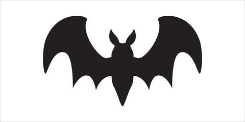 Bat silhouette design template. Flying open wings bat vector. Vector illustration design template for stencil, wall decor, door decoration, sticker. Isolated on white background.