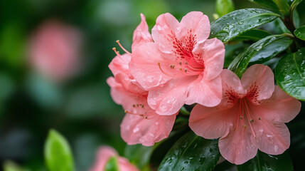 Obraz premium Close-Up of Beautiful Soft Pink Flower Amidst Green Foliage 