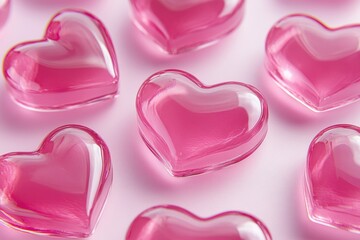 Glossy Pink Hearts for Decorative Use