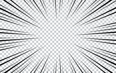 Speed lines as manga comic effect on transparent background.