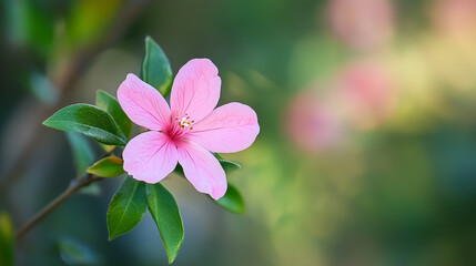 Obraz premium Close-Up of Beautiful Soft Pink Flower Amidst Green Foliage 