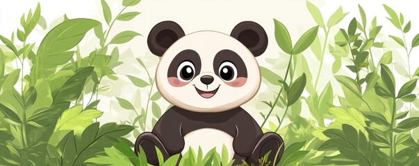 Adorable and cute panda bear.