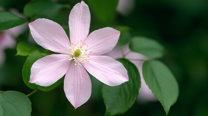 Close-Up of Beautiful Soft Pink Flower Amidst Green Foliage
