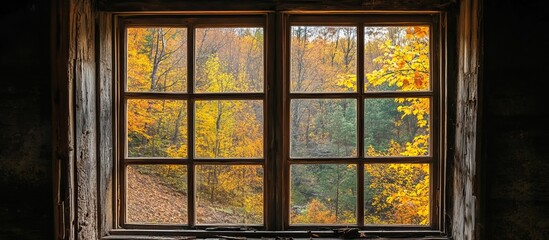 Autumn View Through Window