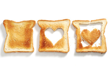 Toasted bread with cut out heart-shaped slice