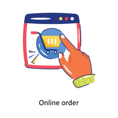 Fototapeta premium Online order doodle vector outline Sticker. EPS 10 file