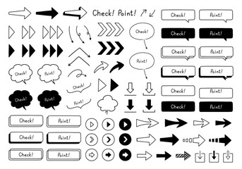 ポップでおしゃれな矢印とチェック＆ポイントアイコンセット
