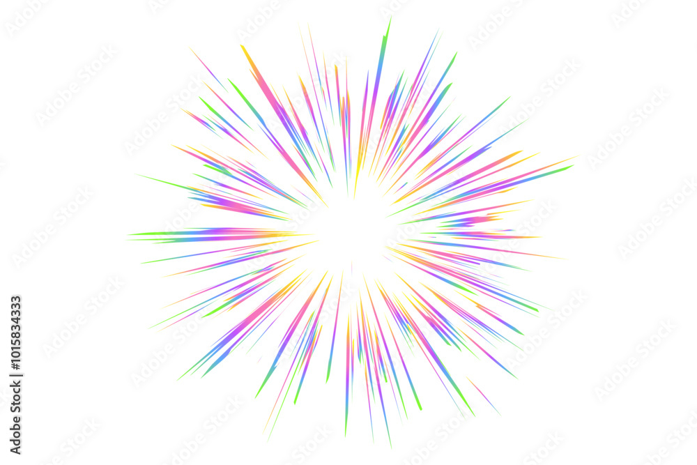 Wall mural light burst with rainbow prism effect. halo flare sparkles of crystal on white background. vector ra