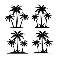 palm tree  silhouette vector set