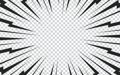 Obraz premium Abstract comic book flash explosion radial lines on transparent background