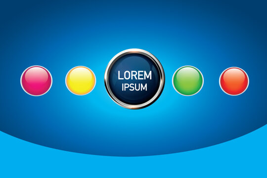 Collection of colorful blank round glossy web buttons verctor stock illustration, editable