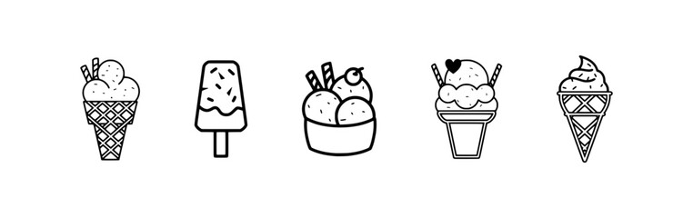 Delicious Ice Cream Icon Collection: Perfect for Summer Desserts, Dairy Products, and Frozen Treats