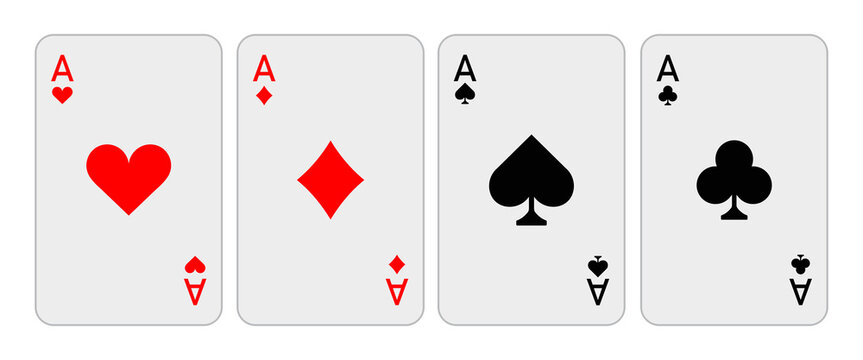 set of Ace card suit on white background.