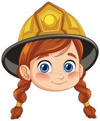 Young Firefighter Girl Illustration