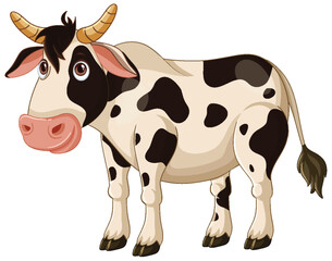 Cartoon Cow with Black Spots